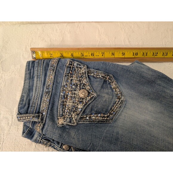 Grace in LA Western Bootcut Jeans Women 25 Embroidered Studded Cowgirl Denim - Picture 8 of 16